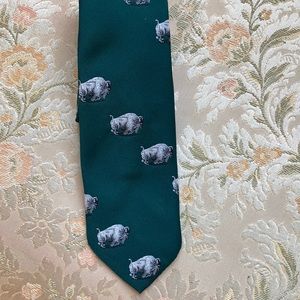 Vintage Cappuccino Green and White Buffalo Tie